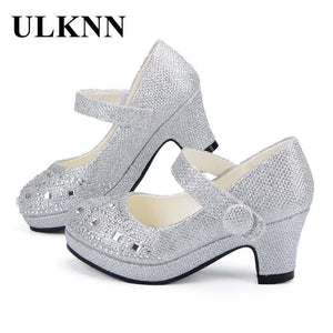 ULKNN Children Princess Shoes for Girls Sandals High Heels