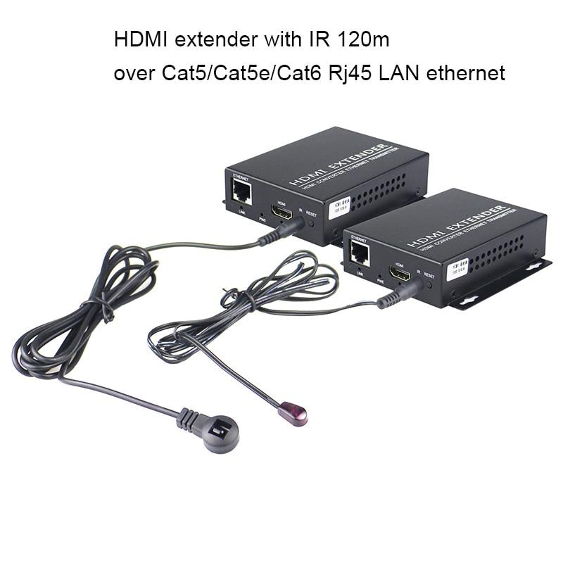 Hdmi extender with IR 120m over Cat5/Cat5e/Cat6 Rj45 LAN ethernet Support 1080p HDMI Splitter Transmitter Receiver