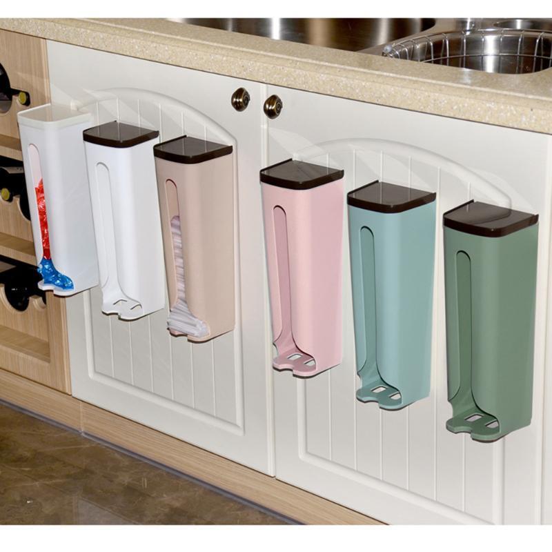 Garbage Bag Dispenser Recycle Bag Storage Box Wall Mount Hanging Garbage Holder Kitchen Bins Organizer Housekeeping