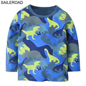 SAILEROAD Cartoon Dinosaur Children Topwear Clothes 2-7 Years Baby Kids Tops