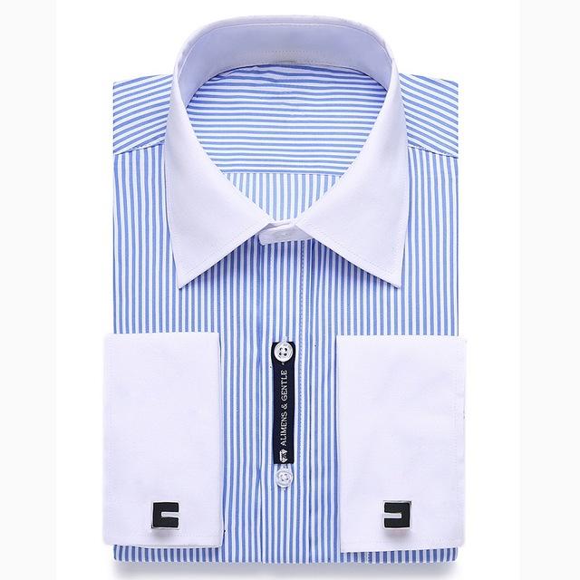 Alimens & Gentle Mens French Cuff Dress Shirt Men Long Sleeve