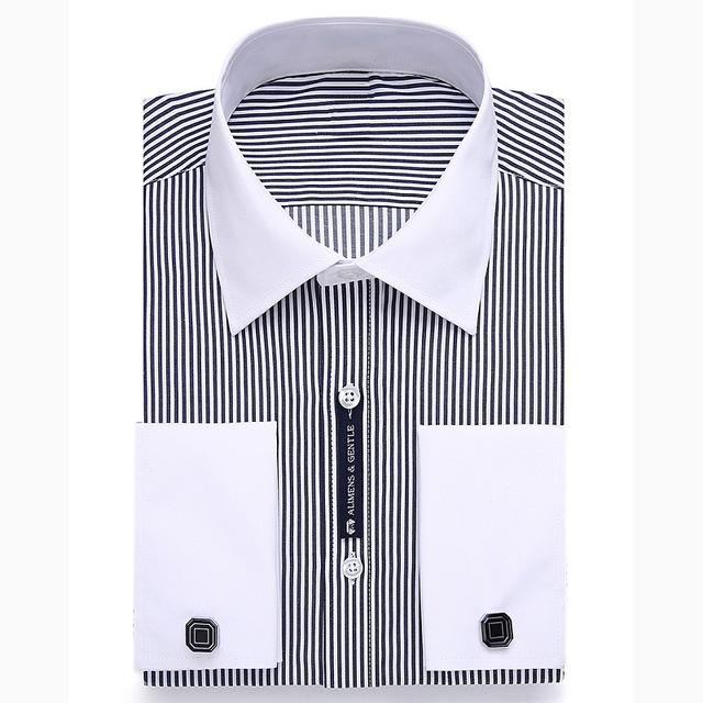 Alimens & Gentle Mens French Cuff Dress Shirt Men Long Sleeve