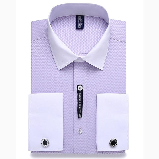 Alimens & Gentle Mens French Cuff Dress Shirt Men Long Sleeve