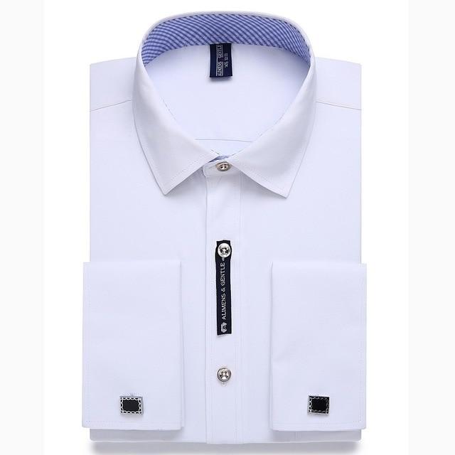 Alimens & Gentle Mens French Cuff Dress Shirt Men Long Sleeve