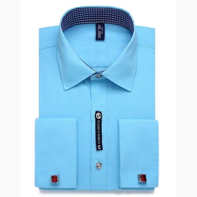 Alimens & Gentle Mens French Cuff Dress Shirt Men Long Sleeve