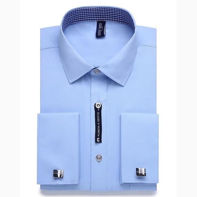 Alimens & Gentle Mens French Cuff Dress Shirt Men Long Sleeve