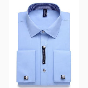 Alimens & Gentle Mens French Cuff Dress Shirt Men Long Sleeve