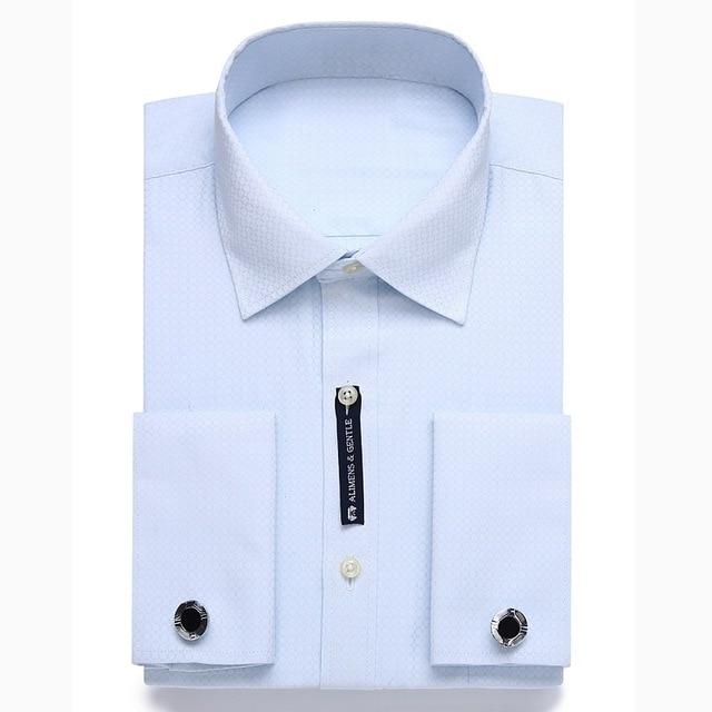 Alimens & Gentle Mens French Cuff Dress Shirt Men Long Sleeve