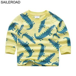 SAILEROAD Cartoon Animal Crocodile Pattern Cotton Baby Boy's T Shirt