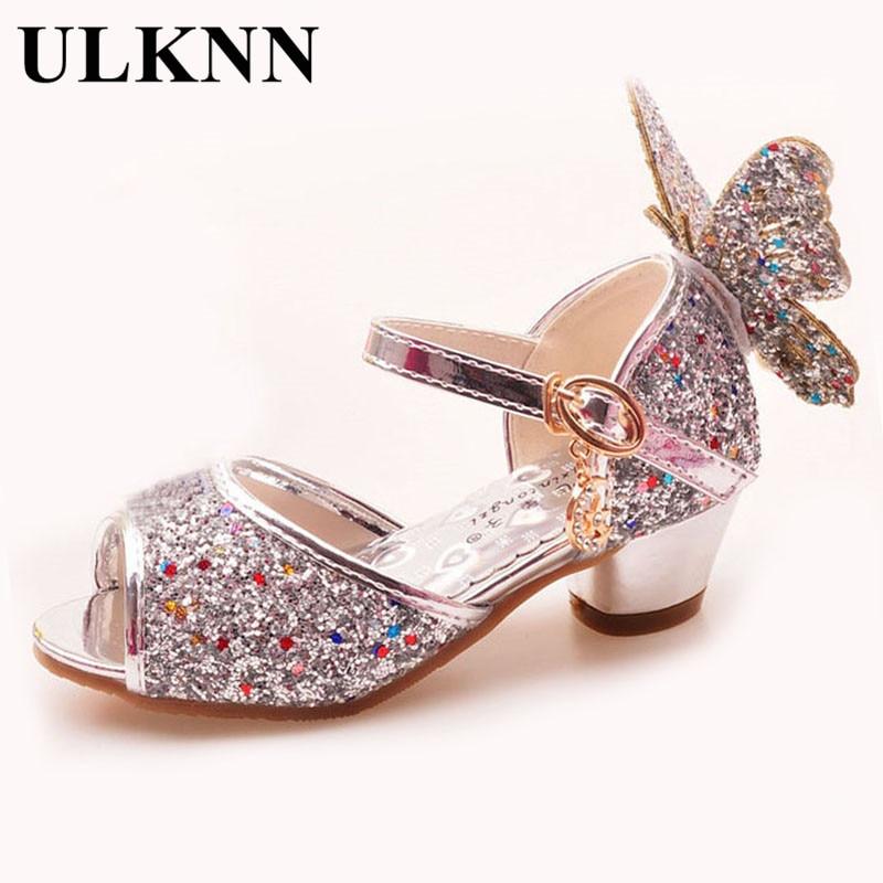 Girls Sandals Rhinestone Butterfly pink Latin dance shoes