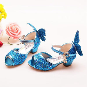 Girls Sandals Rhinestone Butterfly pink Latin dance shoes