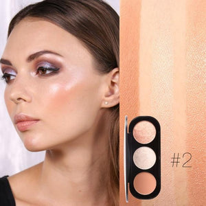 3 Colors Blush & Highlighter Palette Face Matte Highlighter Powder Illuminated Blush Powder