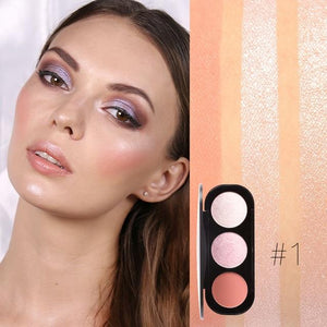 3 Colors Blush & Highlighter Palette Face Matte Highlighter Powder Illuminated Blush Powder