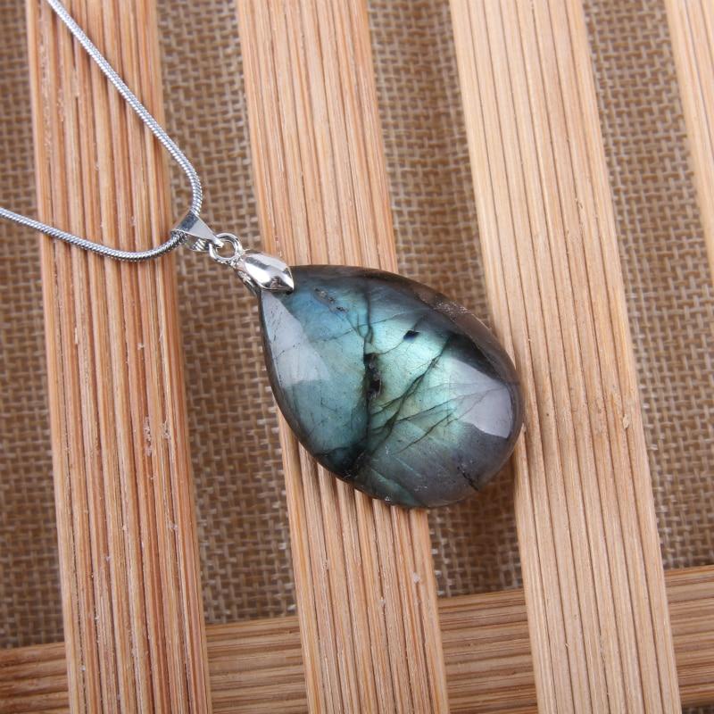 Natural irregular crystal Labradorite Moonstone Sunstone Pendant