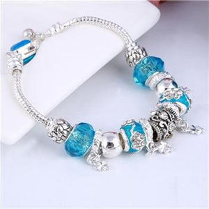 Pink Crystal Charm Silver Bracelets & Bangles for Women