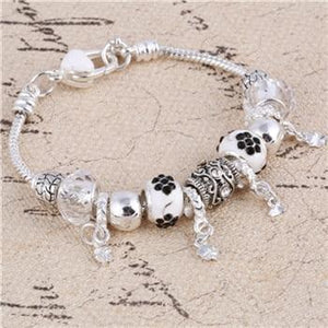 Pink Crystal Charm Silver Bracelets & Bangles for Women