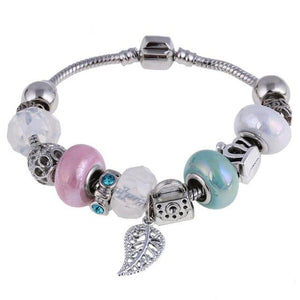 Pink Crystal Charm Silver Bracelets & Bangles for Women