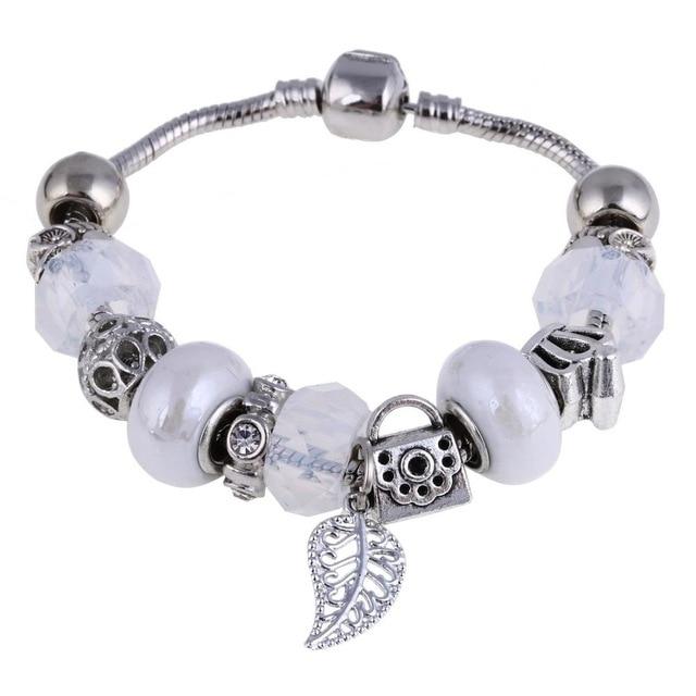 Pink Crystal Charm Silver Bracelets & Bangles for Women