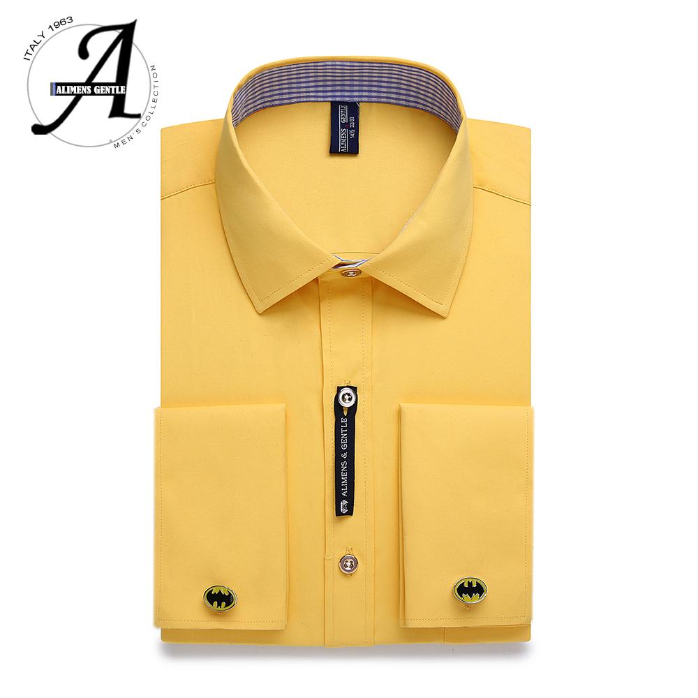 Alimens & Gentle Mens French Cuff Dress Shirt Men Long Sleeve