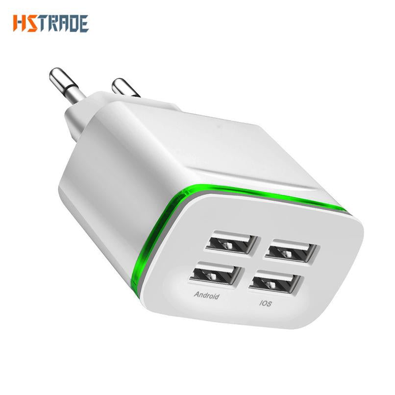 Universal 4 port USB charger adapter 4A travel charge LED lamp plug multi port HUB charger For iPhone iPad Samsung Xiaomi redmi