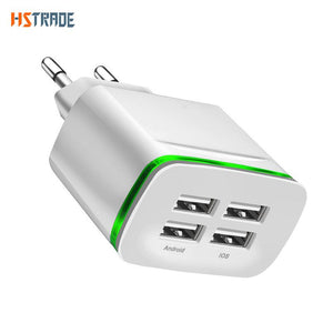 Universal 4 port USB charger adapter 4A travel charge LED lamp plug multi port HUB charger For iPhone iPad Samsung Xiaomi redmi