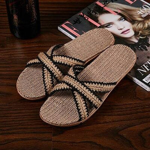 Flax Home Slippers Men Beach Floor Comfortable Flat Slippers