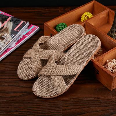 Flax Home Slippers Men Beach Floor Comfortable Flat Slippers