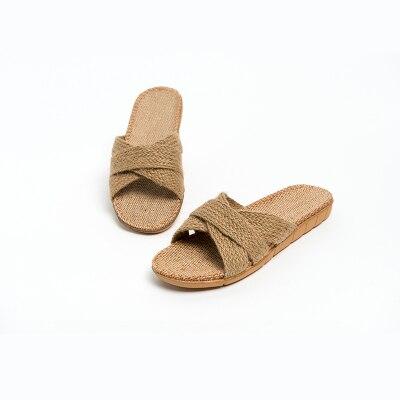 Flax Home Slippers Men Beach Floor Comfortable Flat Slippers