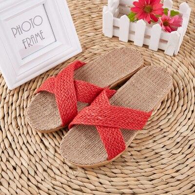 Flax Home Slippers Men Beach Floor Comfortable Flat Slippers