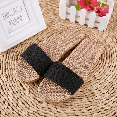 Flax Home Slippers Men Beach Floor Comfortable Flat Slippers