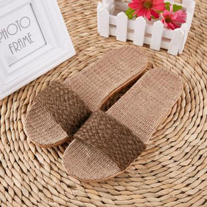 Flax Home Slippers Men Beach Floor Comfortable Flat Slippers