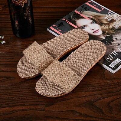 Flax Home Slippers Men Beach Floor Comfortable Flat Slippers