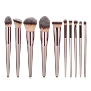 10pcs/set Champagne makeup brushes set for cosmetic (foundation powder blush)