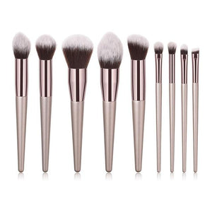 10pcs/set Champagne makeup brushes set for cosmetic (foundation powder blush)