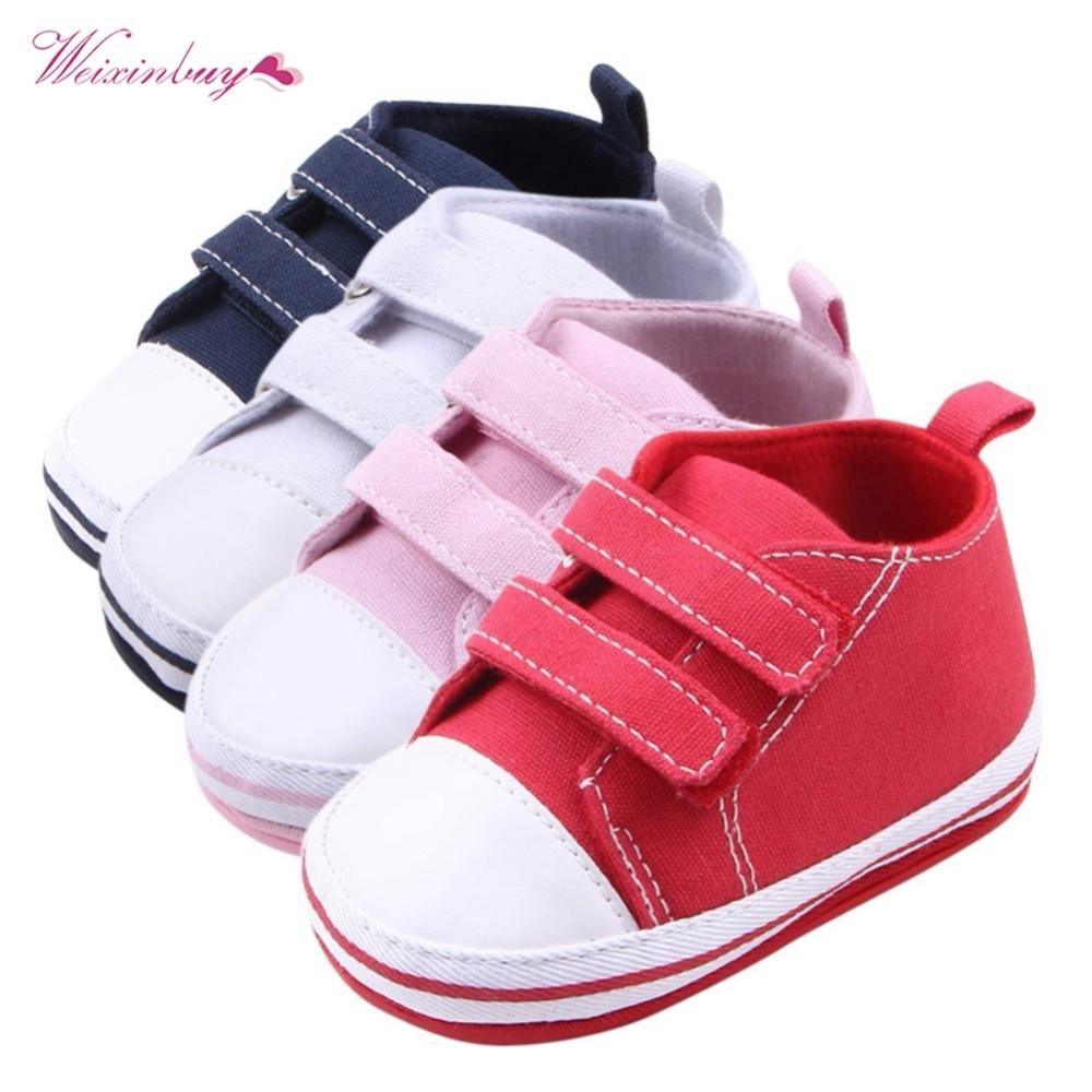 Canvas Baby Shoes Newborn Boys Girls First Walkers Soft Bottom Anti-slip Prewalker Sneakers