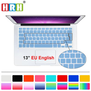 HRH Silicone UK EU English Keyboard Cover skin Protector Sticker Film For Macbook White Air Pro 13 15 17 for mac book air 13"