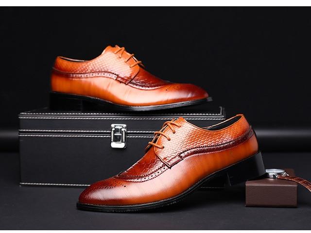 Fashion Leather shoes Men Dress Shoe Pointed Oxfords Shoes