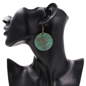 1pair Bronze Circle Shaped Drop Earrings Charm Danglers