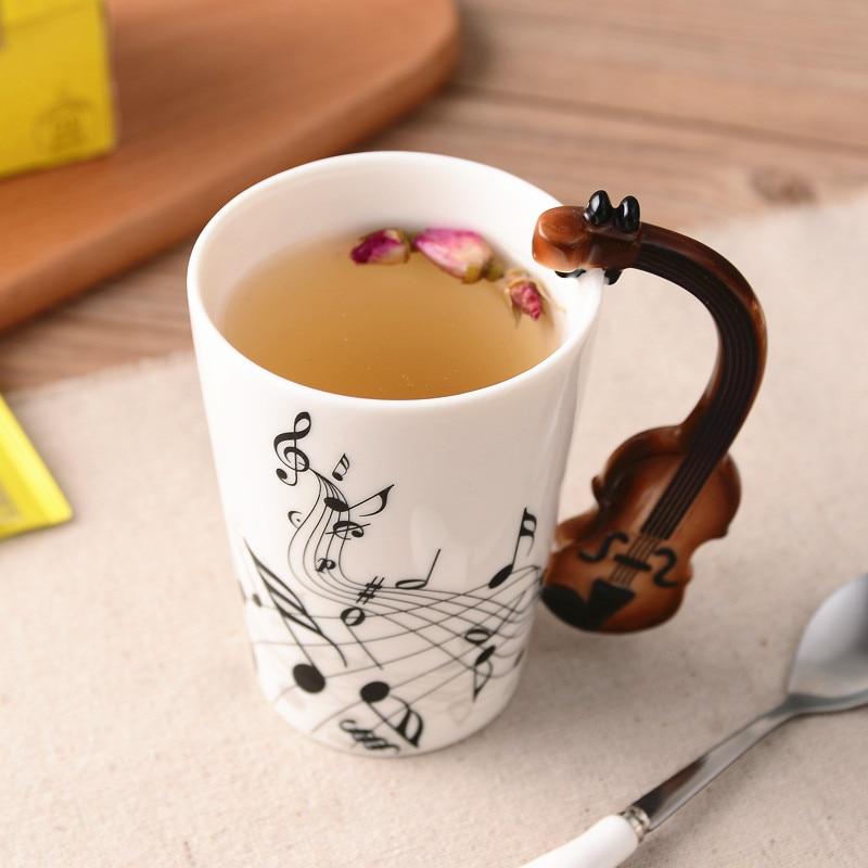 Creative Music Violin Style Guitar Ceramic Mug