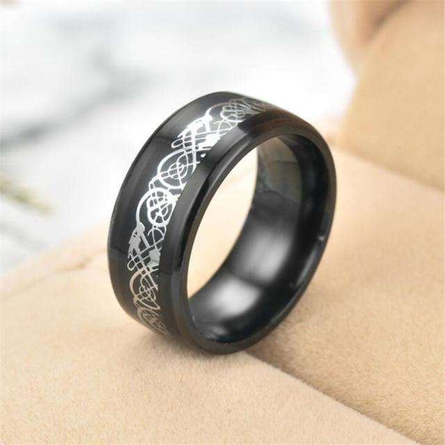 Irish Dragon Titanium Carbide Ring 8mm  Wedding Bands Couple