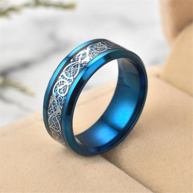 Irish Dragon Titanium Carbide Ring 8mm  Wedding Bands Couple