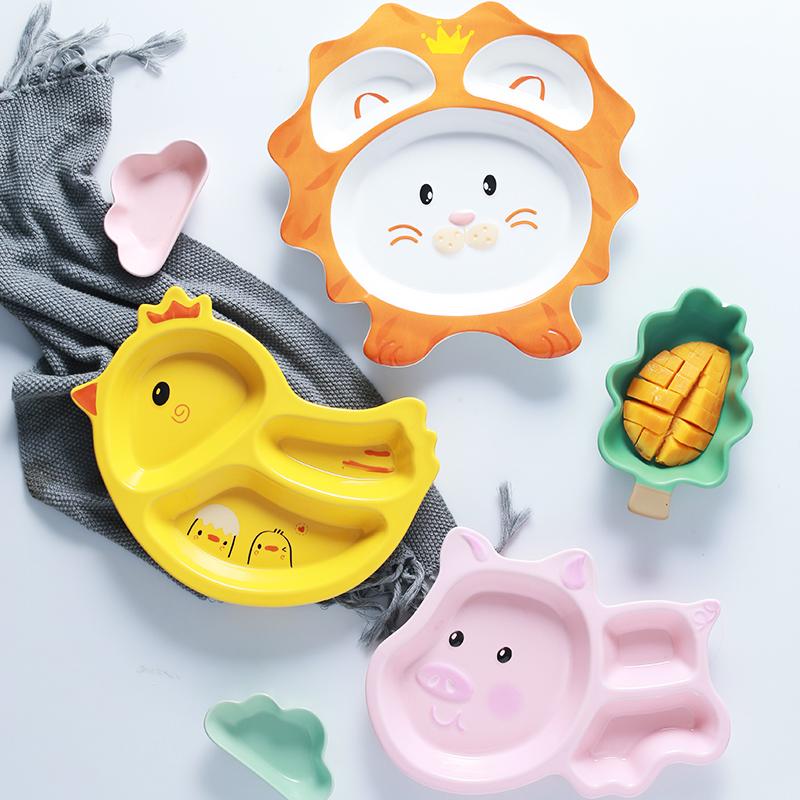 Creative Kids Dish Cartoon Animal Line Pig Chicken Plate Children's Porcelain Tableware Food Container Dinnerware Set Crockery