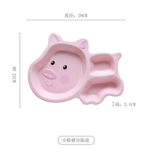 Creative Kids Dish Cartoon Animal Line Pig Chicken Plate Children's Porcelain Tableware Food Container Dinnerware Set Crockery