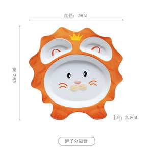 Creative Kids Dish Cartoon Animal Line Pig Chicken Plate Children's Porcelain Tableware Food Container Dinnerware Set Crockery