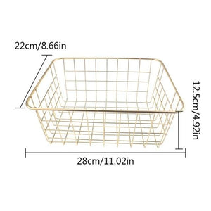 Nordic Style Rose Gold Metal Wire Storage Basket Cosmetic Organizer Holder Home Office Desk Toiletry Collection Bathroom Shelf