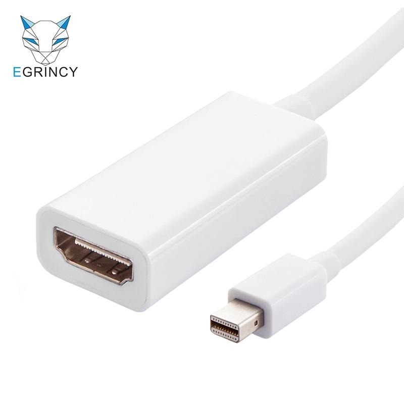 EGRINCY Mini DisplayPort To HDMI Adapter Cable Male To Female Mini DP Thunderbolt Converter For MacBook Mac Mini iMac Projector