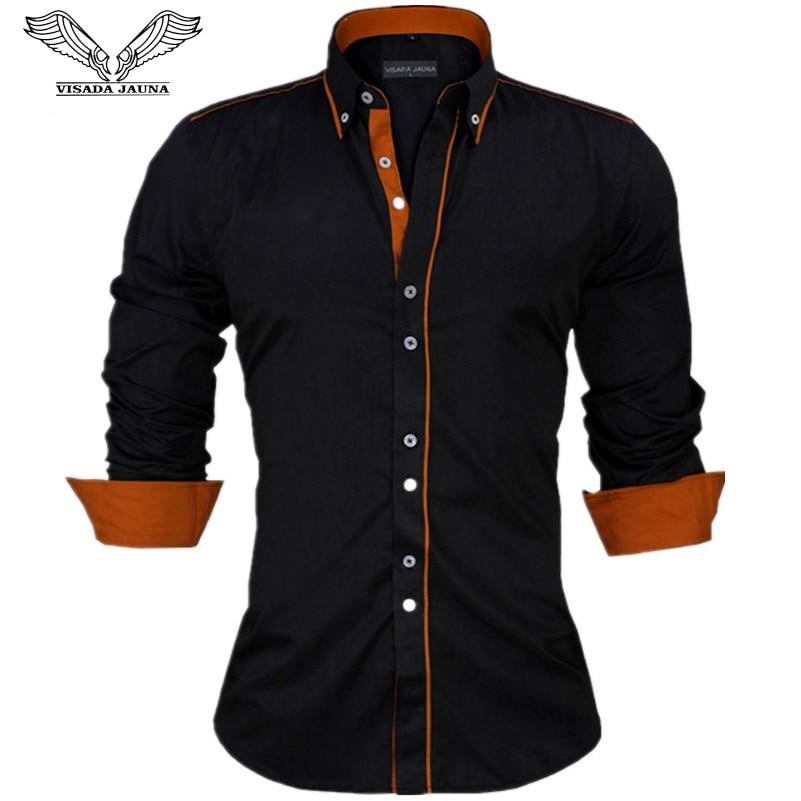 Slim Fit Male Shirt Solid Long Sleeve British Style Cotton Men's Shirt