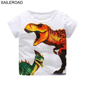 SAILEROAD 2-8 Years Cartoon Dinosaur Print Baby Boys Shorts T Shirt