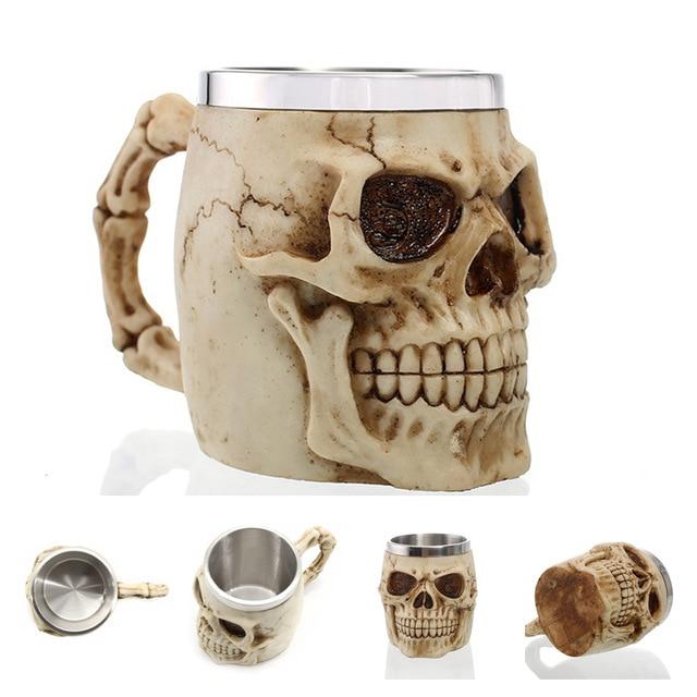 Retro Dragon Resin Stainless Steel Mug Skull Knight