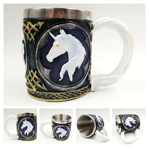 Retro Dragon Resin Stainless Steel Mug Skull Knight